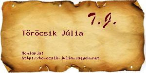Töröcsik Júlia névjegykártya